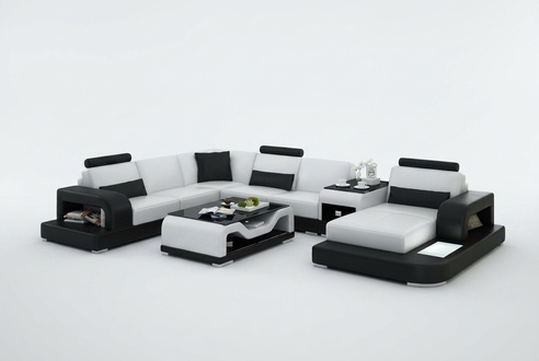 Leather sofa couch living area corner sofa corner set modern design sofa with USB
