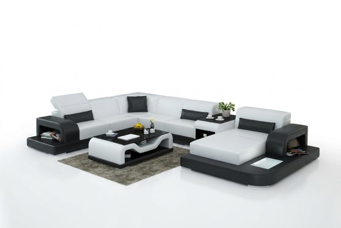 Leather sofa couch living landscape corner sofa corner set modern design sofa with USB