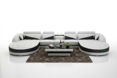 Leather sofa couch living landscape corner sofa corner set modern design sofa white USB