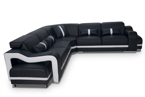 Leather sofa couch living landscape set modern design corner sofa L-shape + USB new