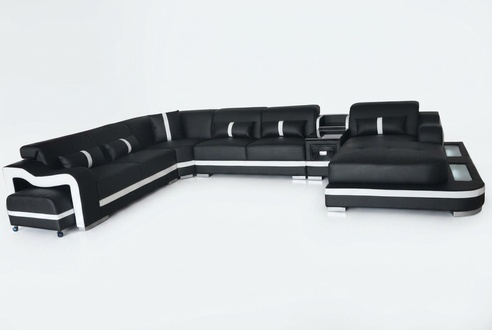 Leather couch upholstery seat design modern corner set sofa living area U shape