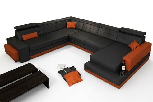Leather sofa couch new living area corner sofa corner set design modern sofa + USB
