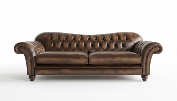 Chesterfield Sofa Luxurious Royal Style 3-Seater Brown Comfortable Faux Leather With Big Pads New