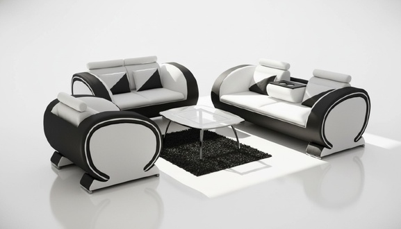 Leather sofa with bar function designer set couch 3-seater recliner sofa