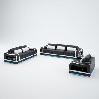 Leather sofa couch sofa sets 3+2+1 seat set modern design sofa with USB