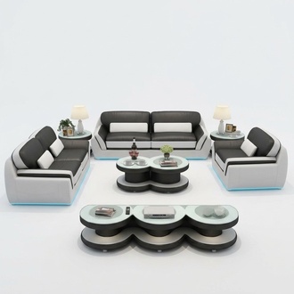 Leather sofa couch seating group new 3+2+1 seater set modern design sofa + USB