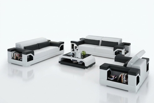 Leather Sofa Couch Sofa Set 3+2+1 Seater Set Modern Design Sofa with USB