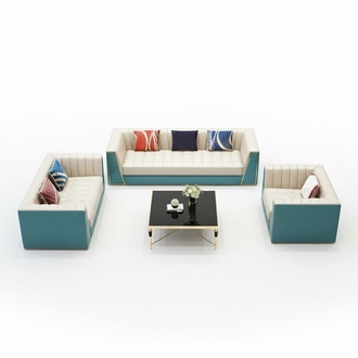 Leather sofa sofa couch upholstery 321 seater coffee table 2x side table 6 pieces. New