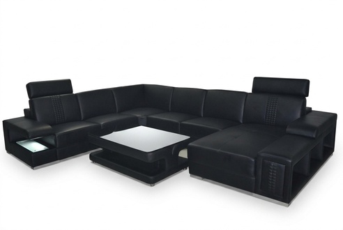 Leather sofa couch upholstered corner seating set U shape corner couches living landscape