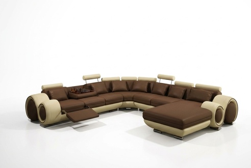 Leather Sofa Couch XXL Living Landscape Leather Couch Big Sofa XXL Corner Sofa White-Black