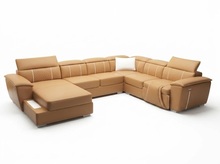 Leather sofa design couch upholstered seat living landscape corner sofa big sofa G8048 U-shape