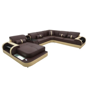 Leather sofa design sofa U shape living area couch upholstery corner sofa set new