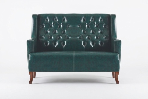 Green Leather Sofa Chesterfield Classic Leather Wood Soft Versatile Two-Seater
