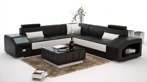 Leather Sofa L Shape Couch Furniture Living Landscape Corner Sofa Set Design Modern Sofa