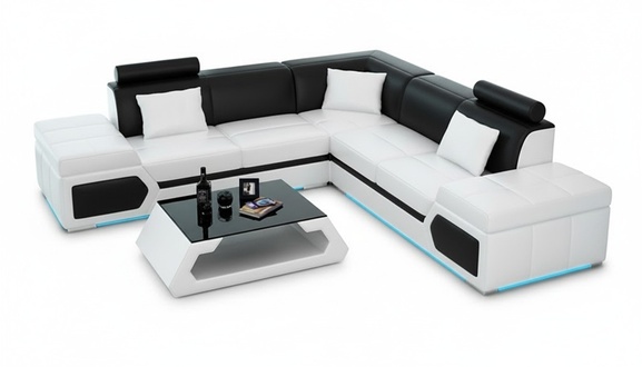 Leather sofa L-shape couch living landscape corner sofa set modern design sofa + USB