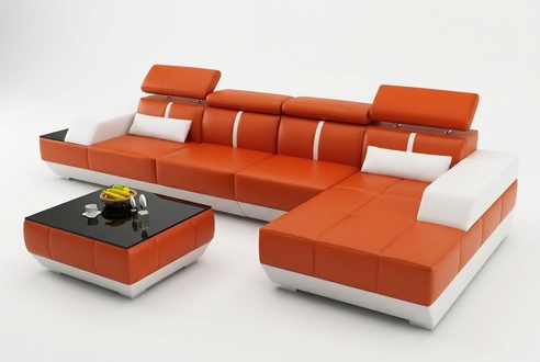 Leather Sofa L-Shape Couch Living Landscape Corner Sofa Set Modern Design Sofa + USB
