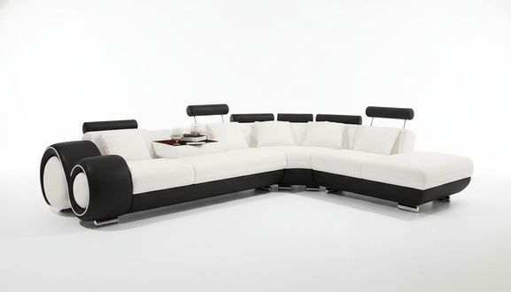 LEATHER SOFA LEATHER COUCH USB SET SOFA LIVING LANDSCAPE BLACK/WHITE Custom made