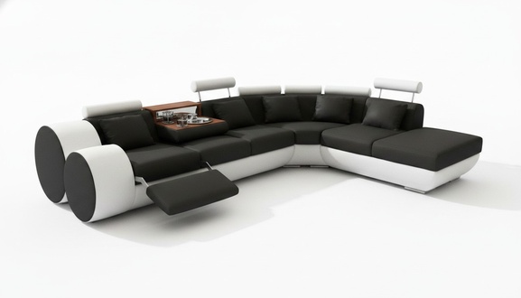 LEATHER SOFA USB SUITE XXL LIVING LANDSCAPE CORNER SOFA Custom-made