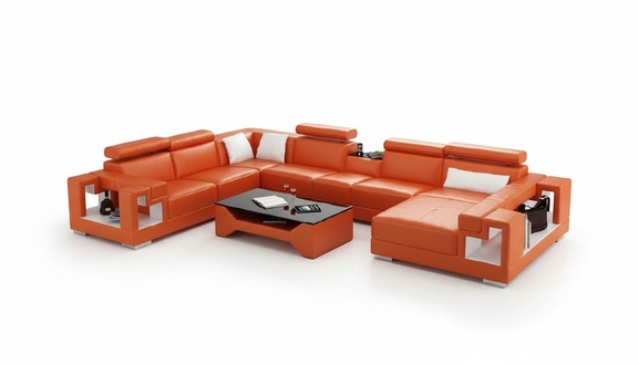 Leather sofa living area corner sofa couch corner set XXL big 2710A