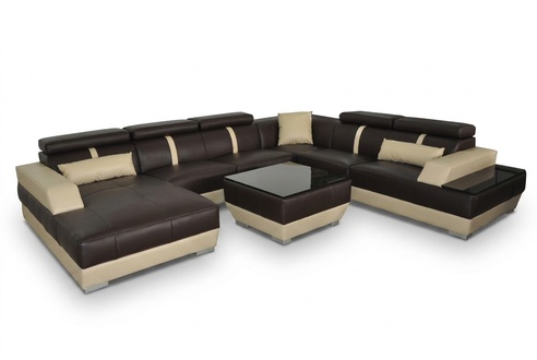 Leather sofa living area corner set modern design U-shape sofa + USB K5015 new