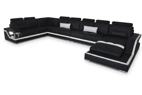 Leather sofa living landscape corner set modern design U-shaped sofa with USB L6002