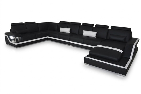 Leather Sofa Living Room Corner Set Design Modern Sofa U-Form +Chaise L6002