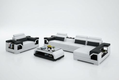 Leather sofa living landscape corner sofa armchair couch set modern design sofa + USB