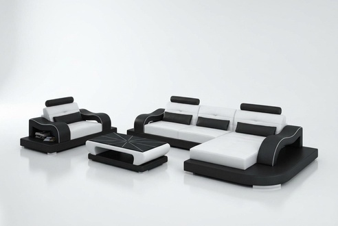 Leather sofa living area corner sofa corner armchair modern design sofa set with USB.