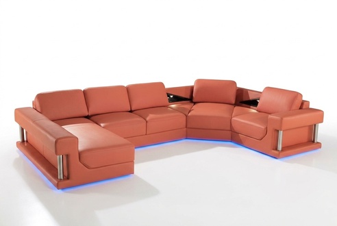 Leather sofa living area couch corner sofa corner set modern design sofa with USB