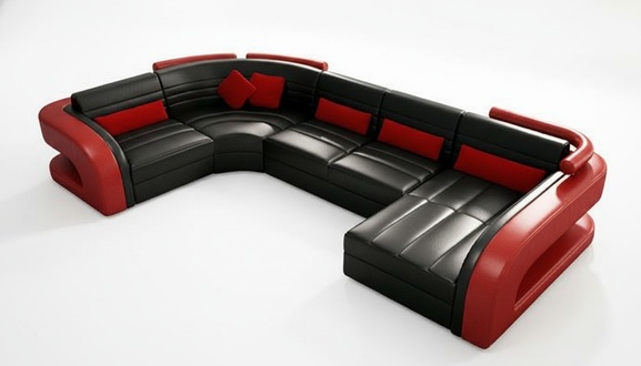 LEATHER SOFA LIVING ROOM LANDSCAPE COUCH SET UPHOLSTERED CORNER CORNER SOFA U-Shape Bergamo