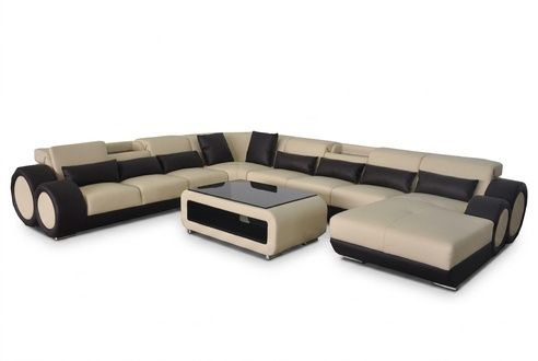 Leather sofa living room set modern design corner U-shaped sofa G8035+USB
