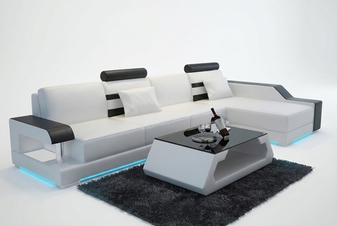 Leather sofa custom-made couch living landscape corner sofa suite design sofa USB new