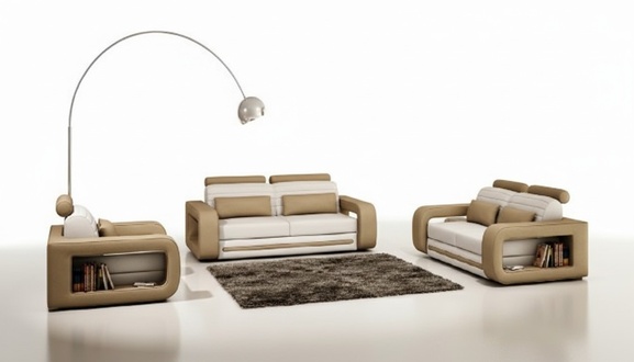 LEATHER SOFA LEATHER SEATER BED FUNCTION MADE IN EU UPHOLSTERED FURNITURE SOFA SET 3+2+1