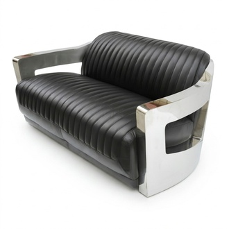 Leather Sofa Three Seater Couch Sofa Aviator Airplane Aluminum Furniture Vintage Sofas