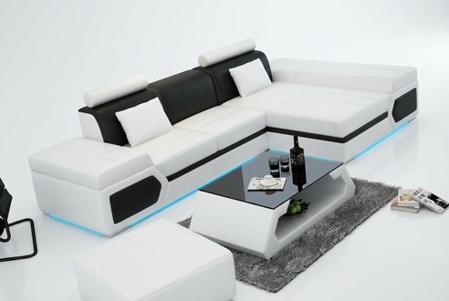 Leather sofa USB living landscape corner sofa set couch design set K5013D