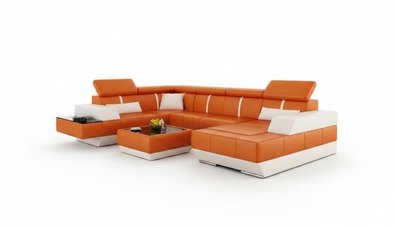 Leather sofa + USB sofa corner sofa leather couch corner sectional NEW living landscape