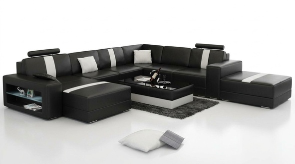 Leather Sofa U-Form Couch Living Area Corner Sofa Set Design Modern Sofa K5010