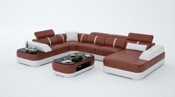 Leather sofa upholstered corner sofa set living room couch with USB