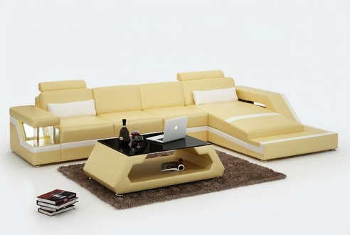 Leather sofa USB living landscape corner sofa corner set modern design sofa L6002D new