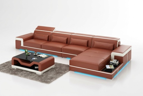 Leather sofa corner sofa living area couch corner set upholstered seating area + table + USB