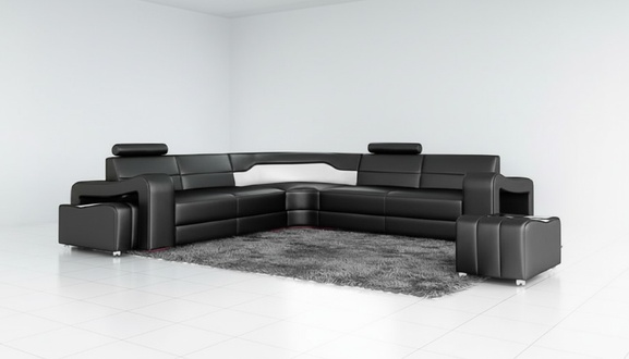 Leather sofa with USB corner sofa designer living area L-shaped sofa PISA