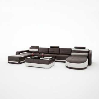 Leather sofa with USB corner sofa designer living landscape sofa couch seating U shape COLO 3