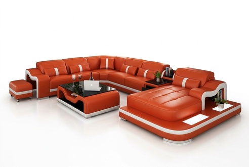 Leather sofa with USB couch living landscape corner sofa corner set modern design sofa