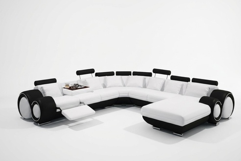Leather Sofa with USB Couch XXL Living Area Leather Couch Big Sofa Corner Sofa
