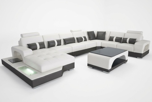 Leather sofa with USB modern seating couch upholstered design corner couches living landscape