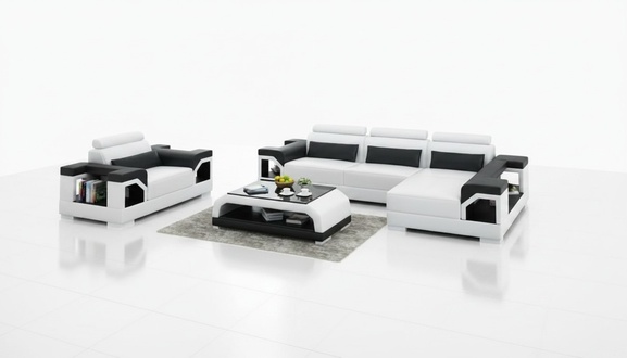 Leather sofa with USB living room set corner sofa + armchair corner suite modern design sofa