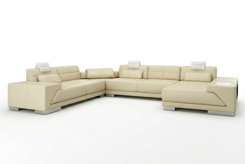 Leather sofa with USB couch upholstery corner living landscape corner sofa design leather new LED