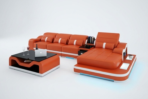 Leather sofa with USB Couch living landscape corner sofa corner sofa set modern design