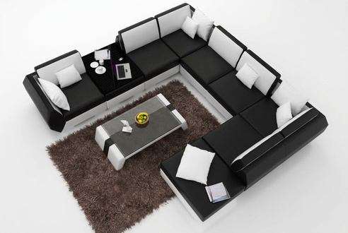 XXL living room set leather sofa design upholstery suite corner sofa big sofa + USB