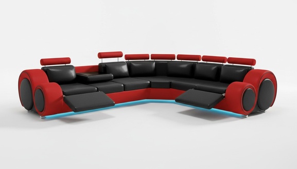 Leather sofa with USB design, leather couch, sectional sofa "BERLIN"